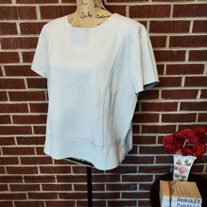 Banana Republic Women's Cream Short Sleeve Crop Bonded Blouse Top XL